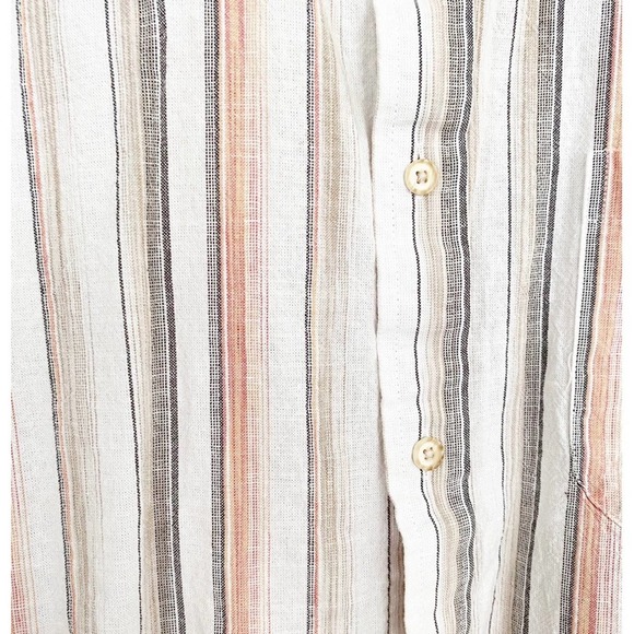 Tasso Elba Mens 2XL Multicolor Striped Short Sleeve Front Button Up Shirt - Picture 3 of 6